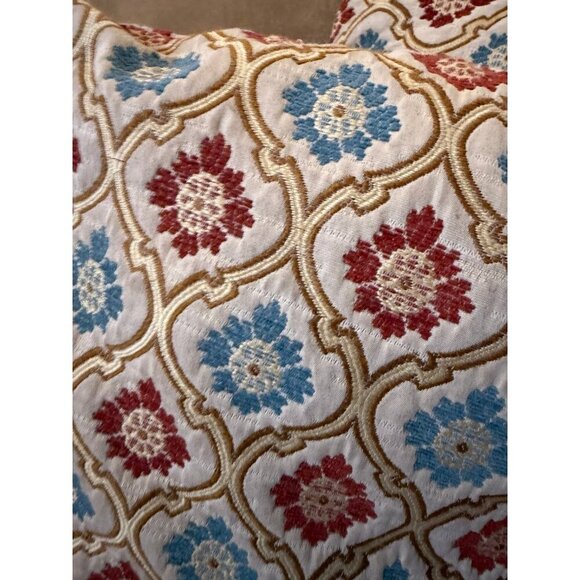 Decorative Throw Pillow Set of 2 – Red & Blue Floral Pattern - Picture 5 of 9